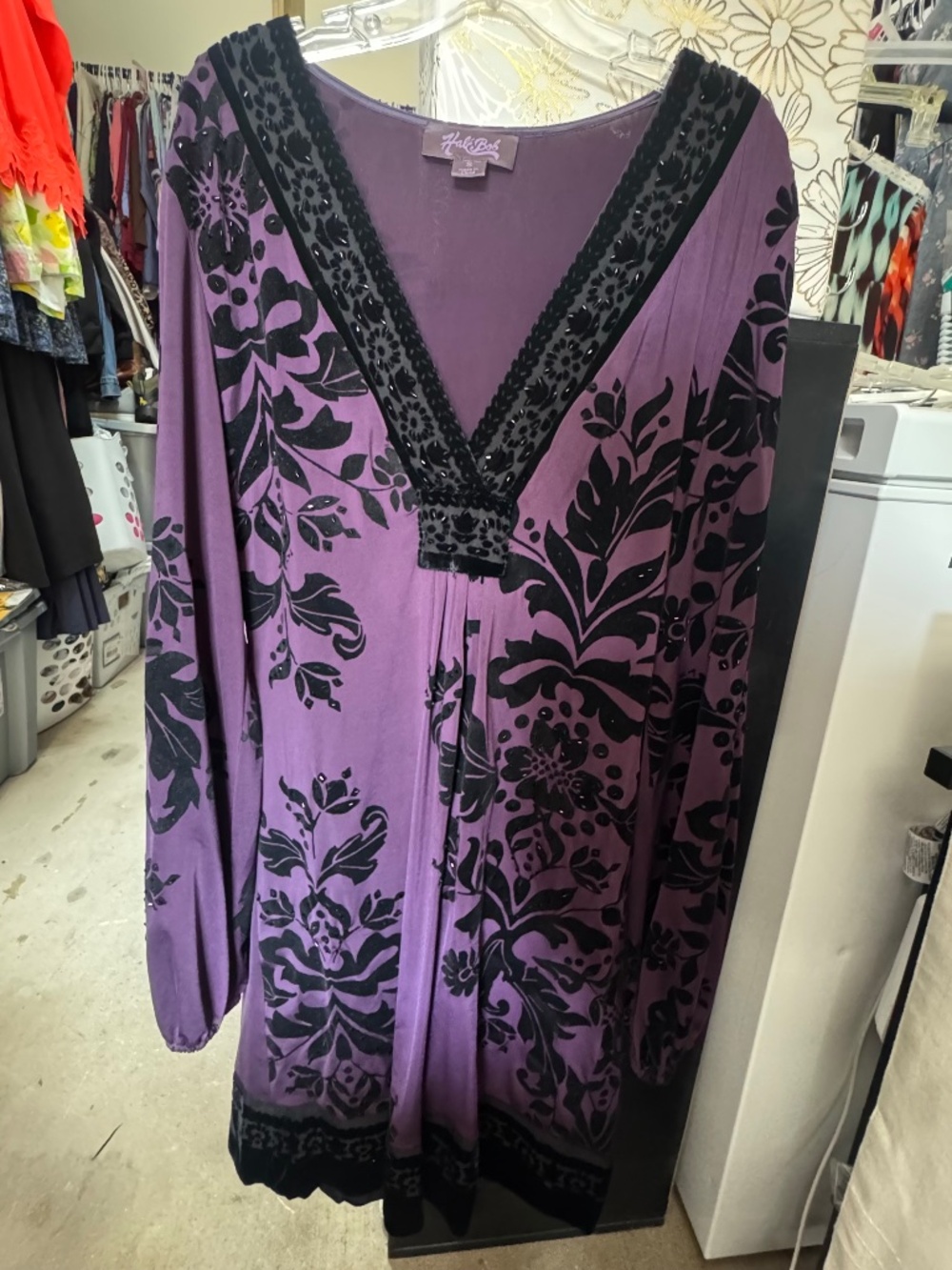 Hale Bob Silk Velvet Burnout Mini Dress